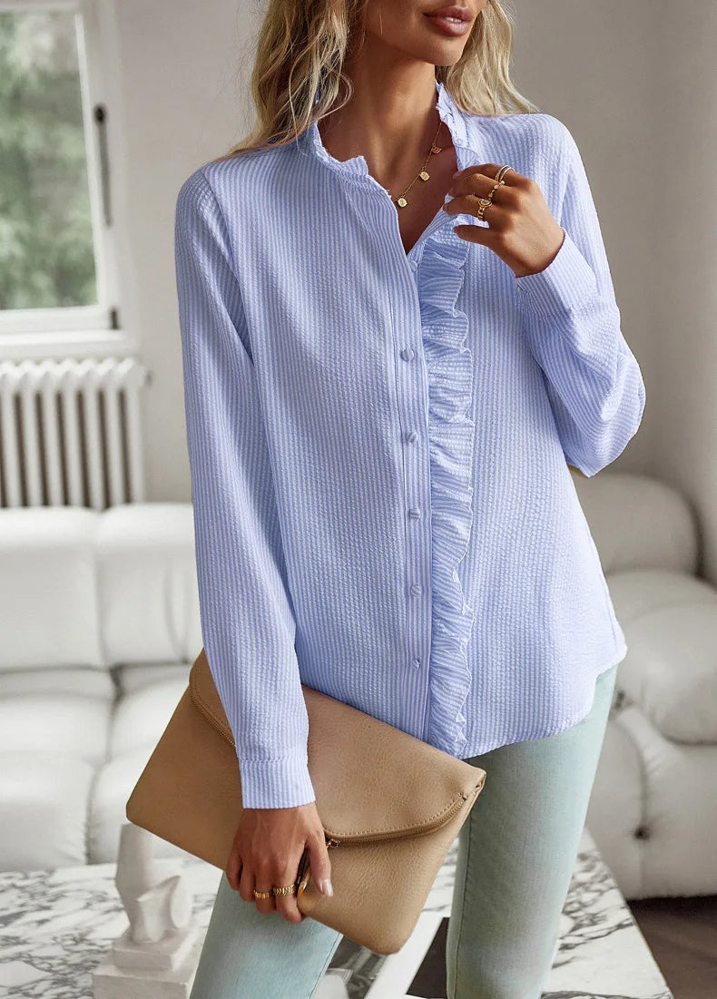 Elodie Ruffled Button-Up Blouse