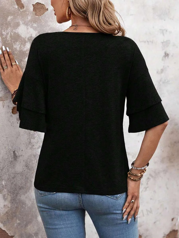 Elena Ruffle Sleeve V-Neck Top