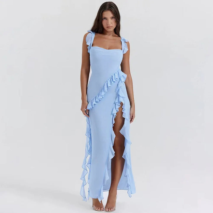 Celestia Ruffle Slit Gown