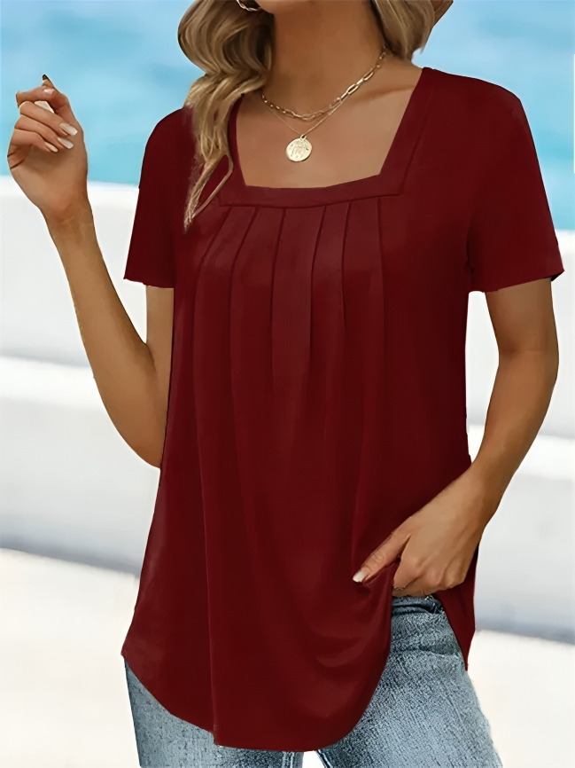 Amara Pleated Square-Neck Top