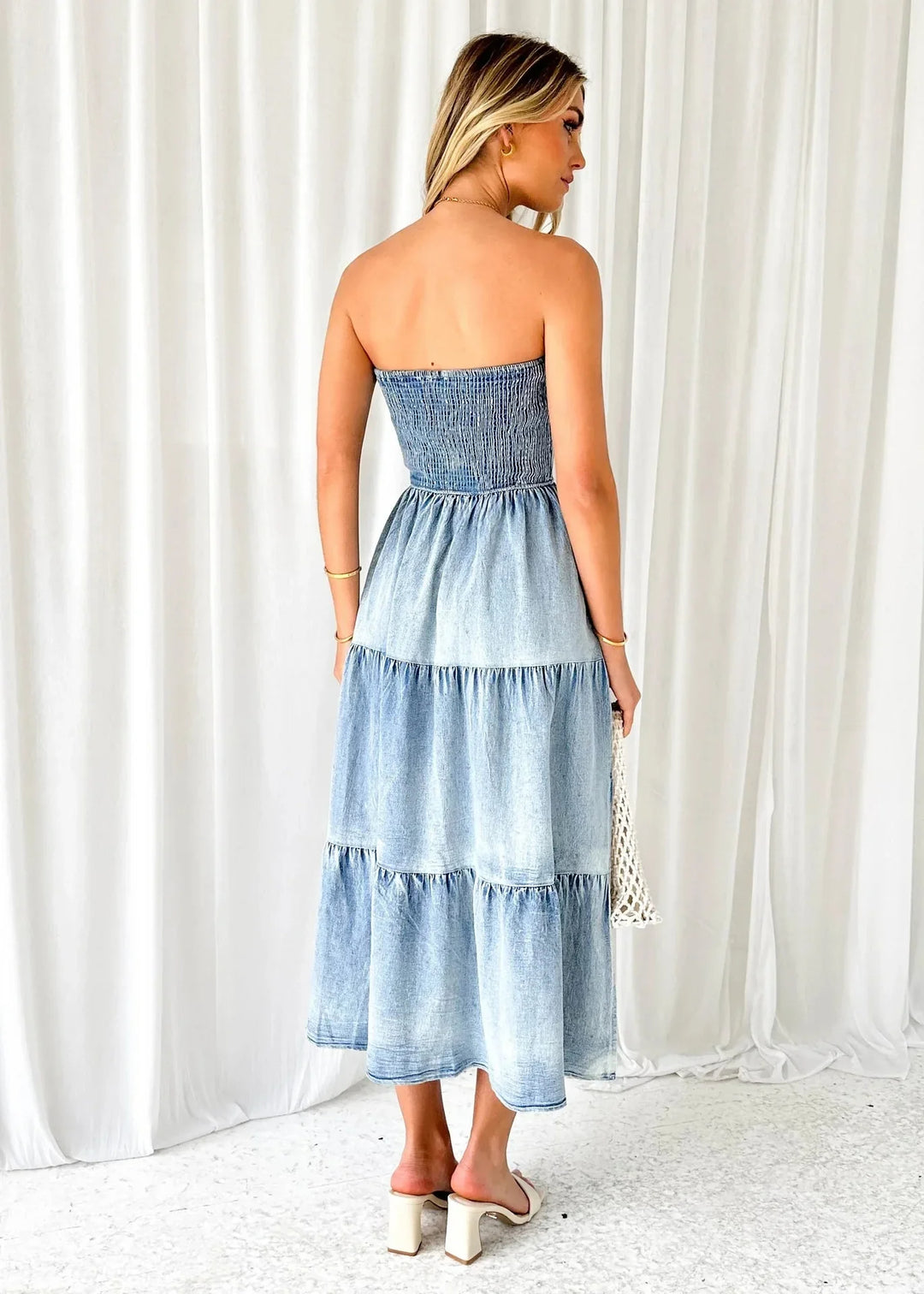 Sienna Strapless Denim Maxi Dress