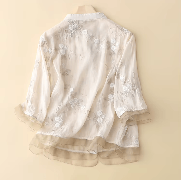 Naomi Sheer Embroidered Blouse